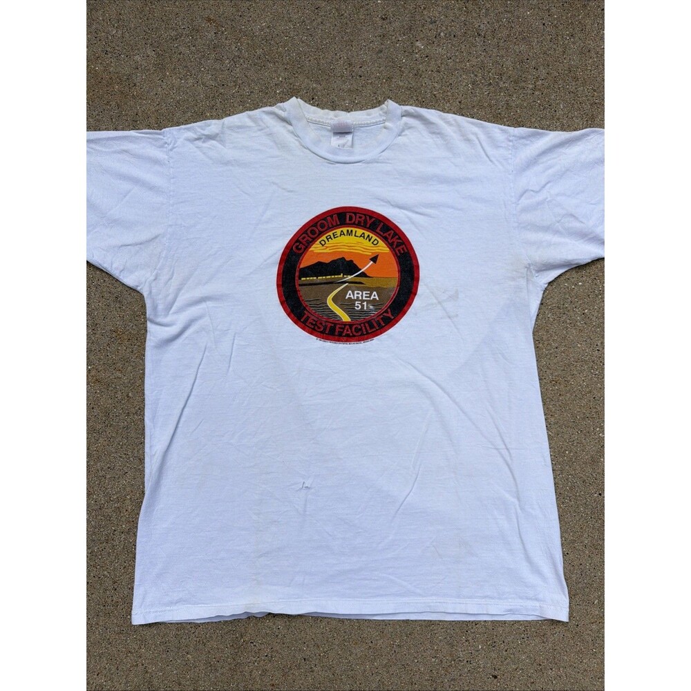 VTG Fruit Of The Loom 1995 Area 51 Test Facility White XXL Single Stitch Shirt